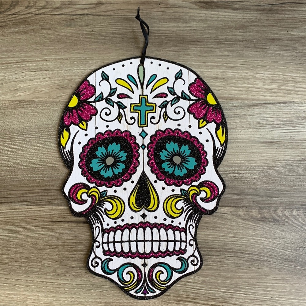 Day Dead Sugar Skull Head Dia de los Muertos Halloween Wall Hanging Sugarskull